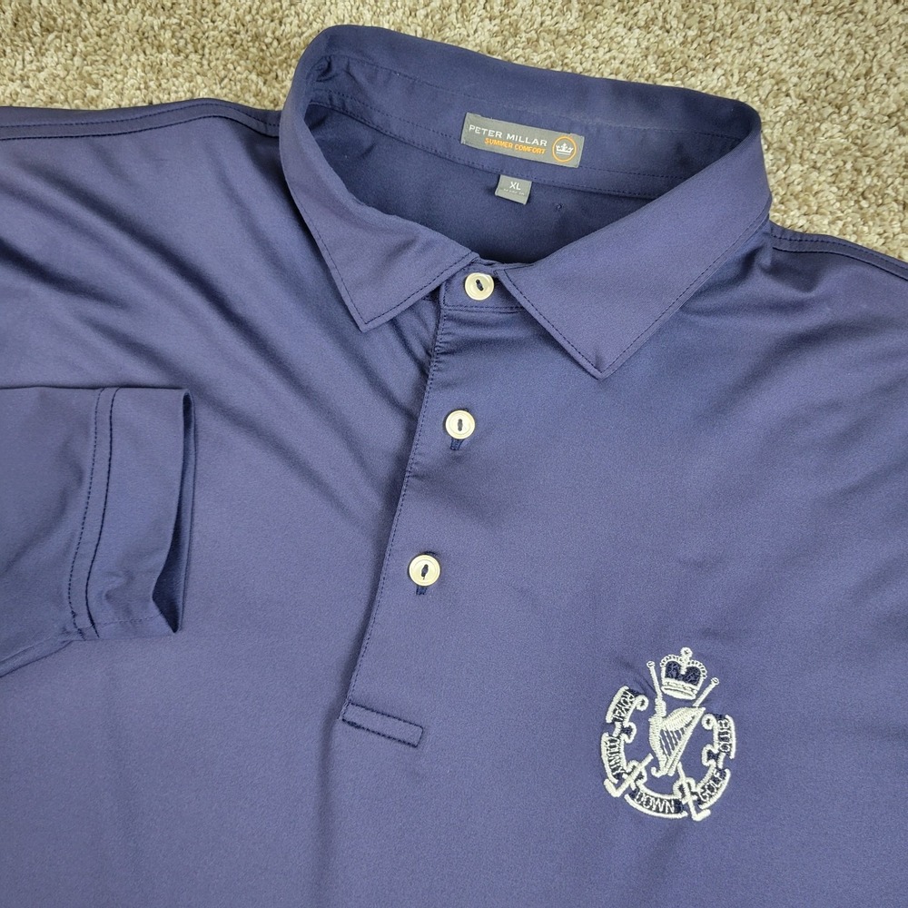 Peter Millar Summer Comfort Royal County Down Mens XL Navy Performance Polo LS